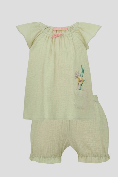 Комплект платье-сарафан с шортиками, оливковый