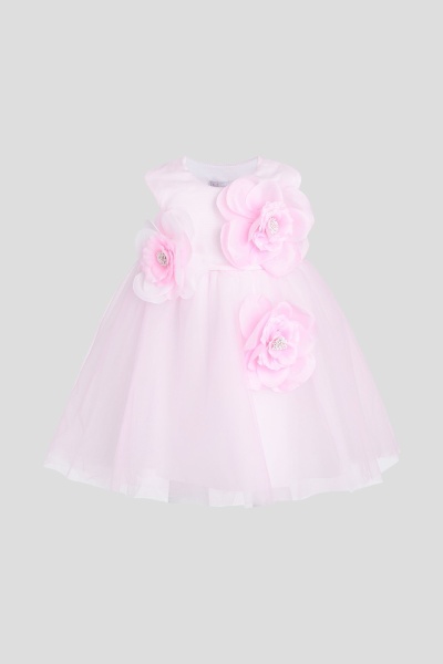 К-кт нарядный "Церемония", (платье, шортики) с цветами",молочно-розовый